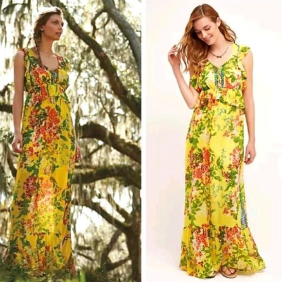 Anthropologie Dresses & Skirts - Anthropologie Plenty by Tracy Reese Yellow Floral Maxi Dress